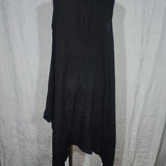 VIVIAN SHYU sz S/M black asymmetrical hi low sleeveless linen top Italy - Picture 6 of 8